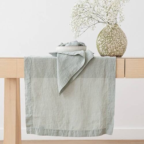 Linen Runner Sea Foam Stone Washed