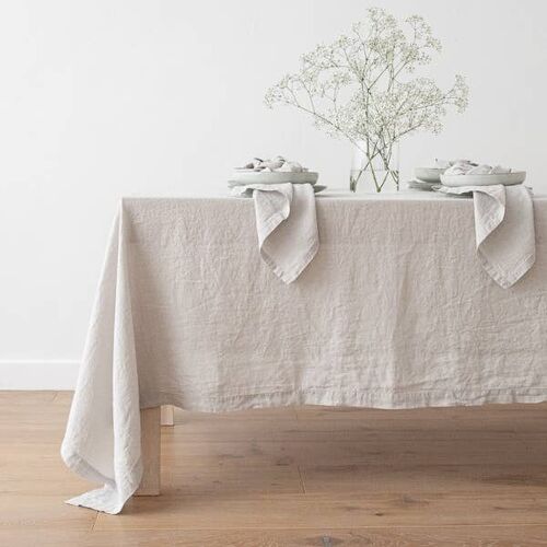 Linen Tablecloth Silver Stone Washed