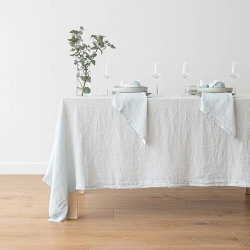 Linen Tablecloth Ice Blue Stone Washed