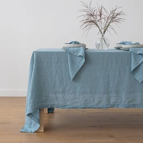 Linen Tablecloth Stone Blue Stone Washed