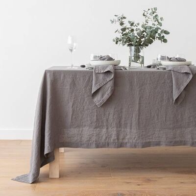 Linen Tablecloth Steel Grey Stone Washed