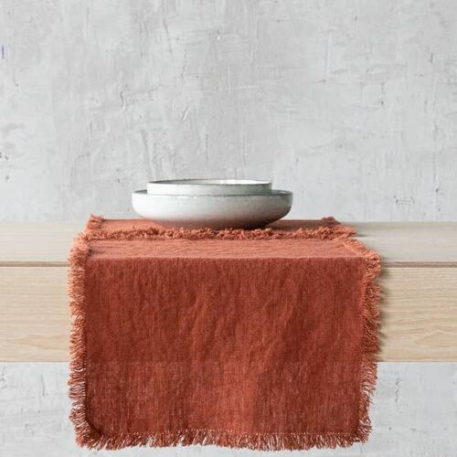 Linen Placemat Brick Terra Fringe