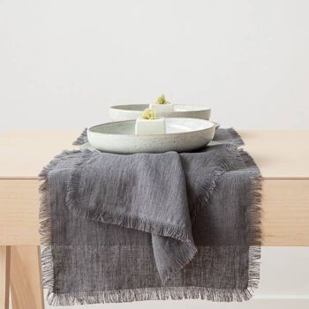 Serviette de table en lin Graphite Terra Fringe 2