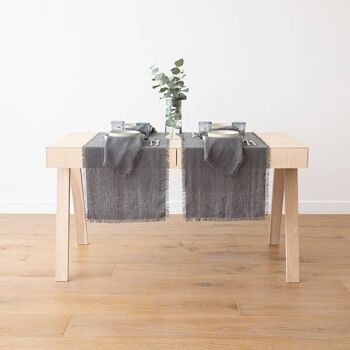 Serviette de table en lin Graphite Terra Fringe 3