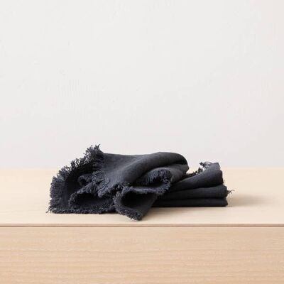 Linen Napkin Charcoal Terra Fringe