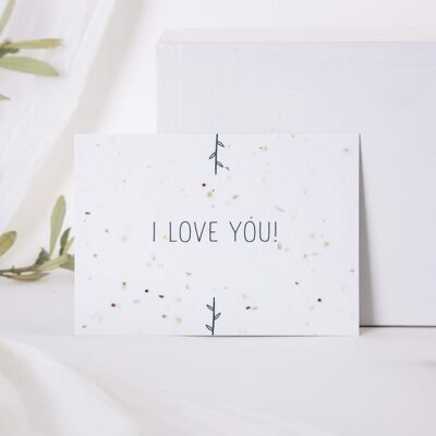 Postkarte mit pflanzbaren Samen - I Love You - gemischte Kräuter