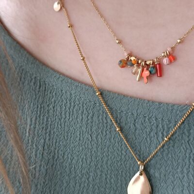 Long gold-plated necklace and Yucca drop pendant