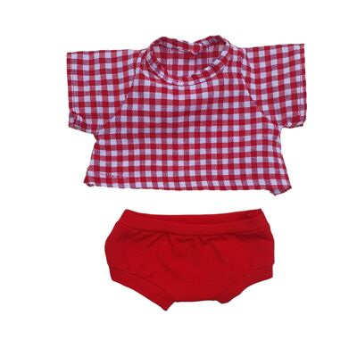 VICHY chemise manches courtes et culottes jersey rouge