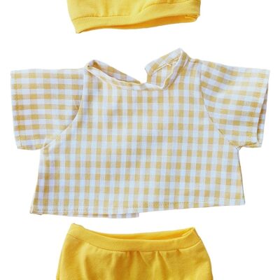 VICHY chemise manches courtes et culottes jersey jaune