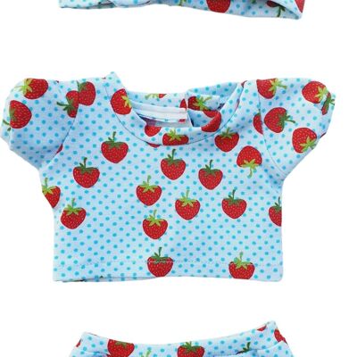 SALADE FRUITS 3 pieces manches ballon bandeau fraises bleues