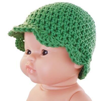 BONNET COLERETTE FLEUR vert