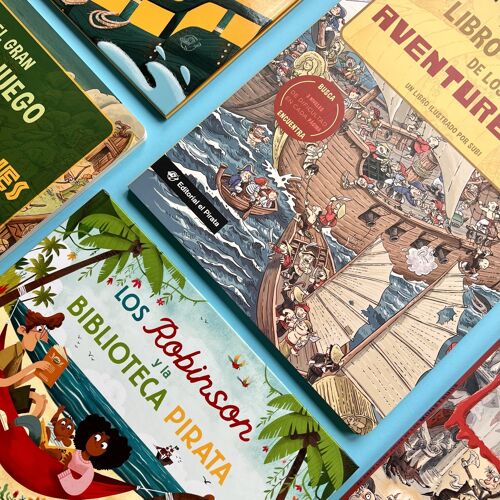 Pack 5 libros infantiles para aventureros: cuentos en español para niños entre 2 y 8 años para vivir aventuras / libros juego para buscar y encontrar, interactivos / princesa pirata aventurera / piratas / aprender a leer