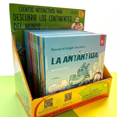 Pack promo 36 livres pour enfants + présentoir carton GRATUIT : histoires en espagnol pour apprendre à lire, avec valeurs, changement climatique, cultures différentes, diversité, amitié, durabilité environnementale / lettre majuscule, bâton, lié, manuscrit