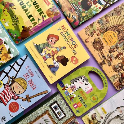 Starterpaket Kinderbücher auf Spanisch Editorial el Pirata für Kinder zwischen 0 und 8 Jahren: Bestseller, Hardcover-Bücher, Bildalben, zum Lesen lernen, Spielbücher zum Suchen und Finden / mit Werten / Großbuchstaben, aufkleben, drucken