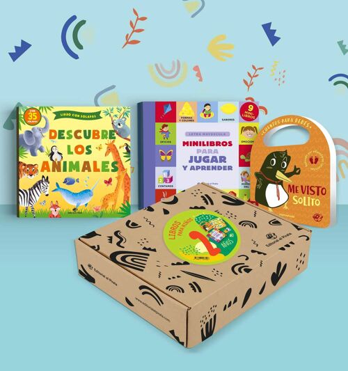 Pack de 3 libros infantiles para niños de 2 años: cuentos en español de cartoné, libros con solapas, animales, minilibros, puzzle, aprender palabras, aprender a vestirse solo, con valores