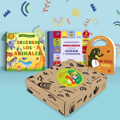 Pack de 3 libros infantiles para niños de 2 años: cuentos en español de cartoné, libros con solapas, animales, minilibros, puzzle, aprender palabras, aprender a vestirse solo, con valores