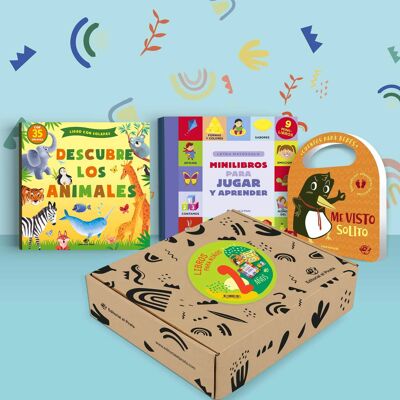 Pack de 3 libros infantiles para niños de 2 años: cuentos en español de cartoné, libros con solapas, animales, minilibros, puzzle, aprender palabras, aprender a vestirse solo, con valores