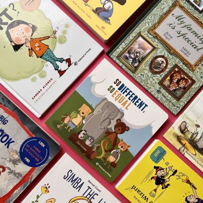 Starter pack livres pour enfants en anglais Editorial el Pirata pour les enfants entre 0 et 8 ans : livres reliés, albums illustrés, pour apprendre à lire, livres jeux pour chercher et trouver / avec des valeurs / majuscules, imprimés / bandes dessinées