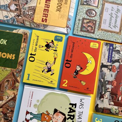 Pack de 8 libros infantiles en inglés para niños entre 2 y 8 años: libros divertidos, con valores,de entretenimiento, para jugar, libros juego, buscar y encontrar / diversida familiar, álbumes ilustrados, de cartoné, tiras cómicas de humor mudas