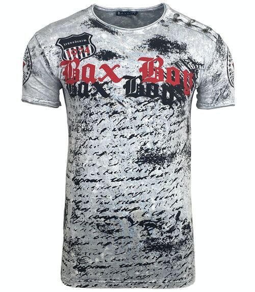 Subliminal Mode - T shirt Imprimé Manches Courtes, Délavé en Coton - BX102