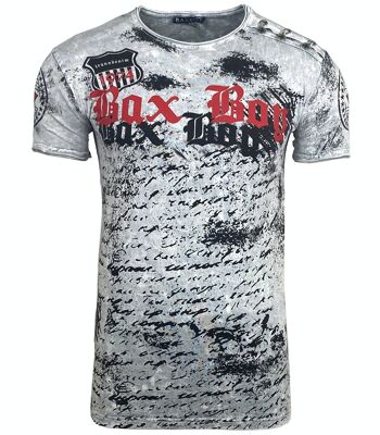 Subliminal Mode - T shirt Imprimé Manches Courtes, Délavé en Coton - BX102 1