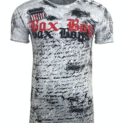 Subliminal Mode - Bedrucktes T-Shirt mit kurzen Ärmeln, gewaschene Baumwolle - BX102