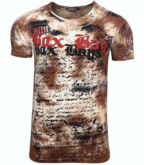 Subliminal Mode - T shirt Imprimé Manches Courtes, Délavé en Coton - BX103