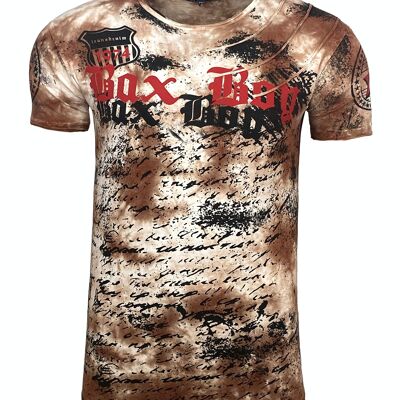 Subliminal Mode - Bedrucktes T-Shirt mit kurzen Ärmeln, gewaschene Baumwolle - BX103