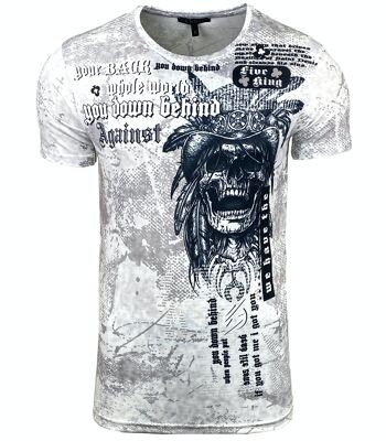 Subliminal Mode - T shirt Imprimé Tête de Mort Manches Courtes - BX105 1