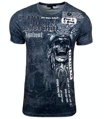 Subliminal Mode - T shirt Imprimé Tête de Mort Manches Courtes - BX105 6