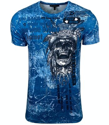 Subliminal Mode - T shirt Imprimé Tête de Mort Manches Courtes - BX105 10