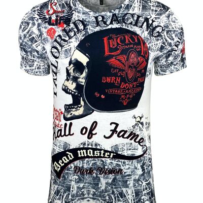 Subliminal Mode - Camiseta de manga corta con estampado de calavera - BX114