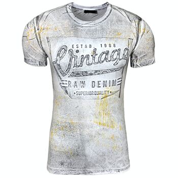 Subliminal Mode - T shirt Imprimé Manches Courtes, Délavé en Coton - BX10184 11