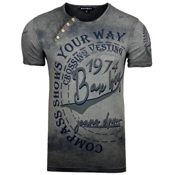 Subliminal Mode - T shirt Imprimé Manches Courtes, Délavé en Coton - BX145 1