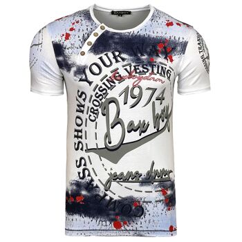 Subliminal Mode - T shirt Imprimé Manches Courtes, Délavé en Coton - BX145 7