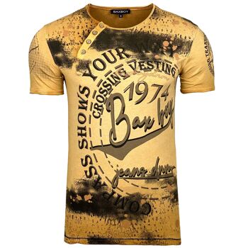 Subliminal Mode - T shirt Imprimé Manches Courtes, Délavé en Coton - BX145 10
