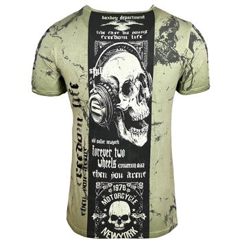 Subliminal Mode - T shirt Imprimé Tête de Mort Manches Courtes, Délavé en Coton - BX116 2