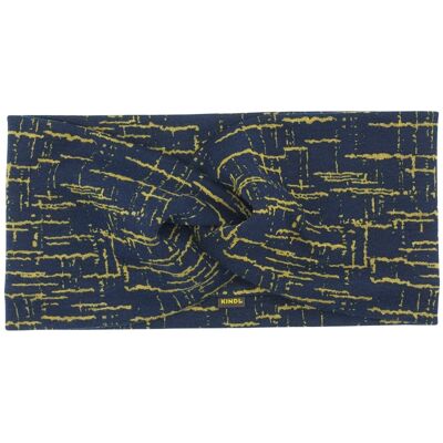 Twist Hairband Blue Yellow Ponte Jersey