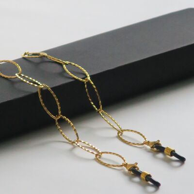 Gold glasses chain with oval links, Pandora model