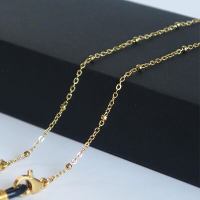 Golden glasses chain with metallic beads, LUNA model