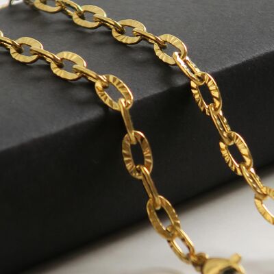Golden spectacle chain with striated links, PHOENIX model