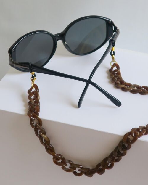 Chaine de lunettes en acrylique marron glacé