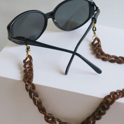 Cadena para gafas en acrílico marrón brillante