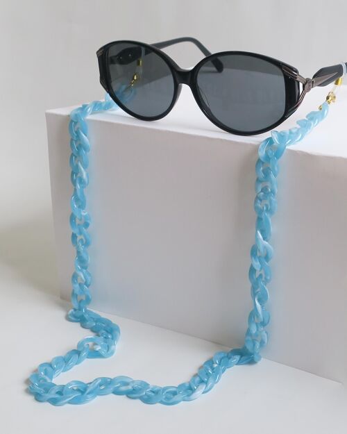 Chaine de lunettes en acrylique bleu ciel