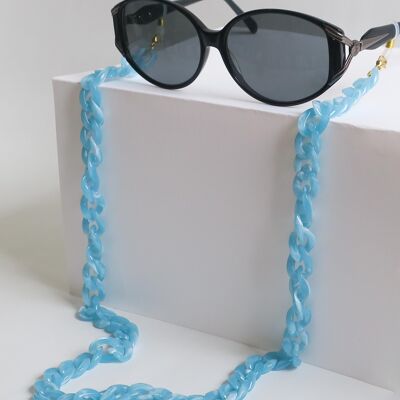 Chain of glasses in sky blue acrylic