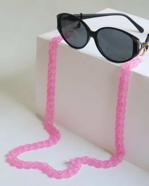 Chaine de lunettes en acrylique rose bonbon