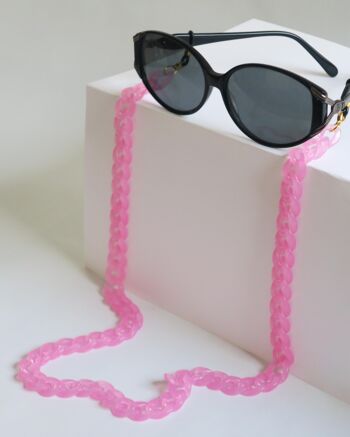 Chaine de lunettes en acrylique rose bonbon 1