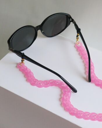 Chaine de lunettes en acrylique rose bonbon 2