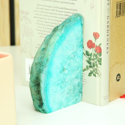 Blue Crystal Geode Natural Gemstone Book Ends