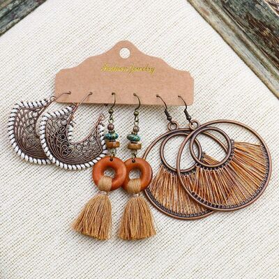 Women's Bohemian Tassel Alloy Set Earrings